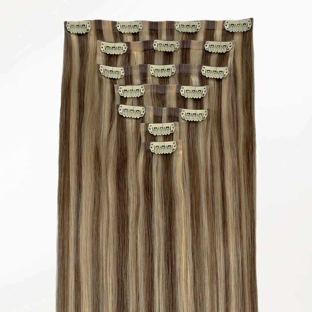 Golden Blonde Highlights (8B/60B) Seamless Clip-Ins (130g-160g) - Image 7