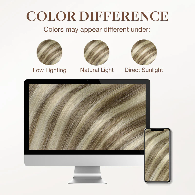 Golden Blonde Highlights (8B/60B) Pro & Wire Hair Extension (70g-140g) - Image 8