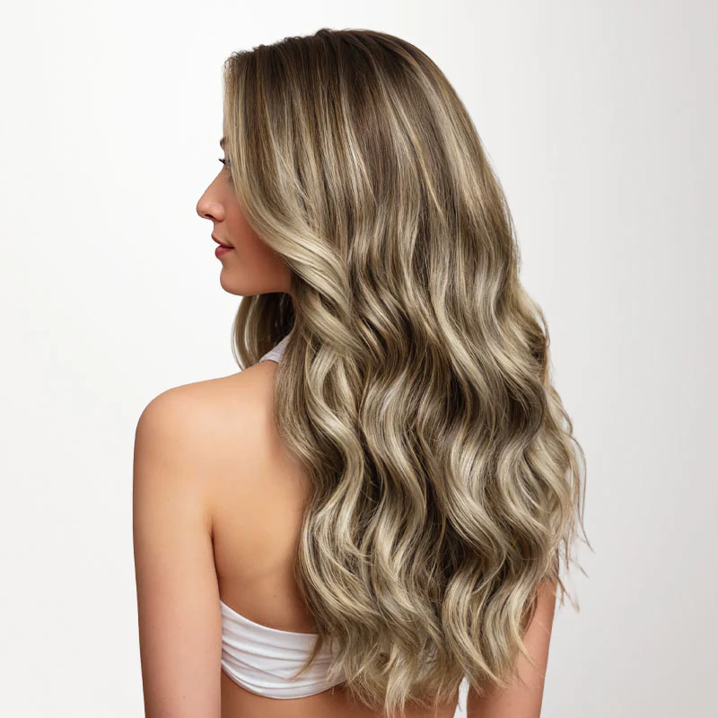 Golden Blonde Highlights (8B/60B) Invisi Edge Seamless Clip-Ins (140g-160g) - Image 3