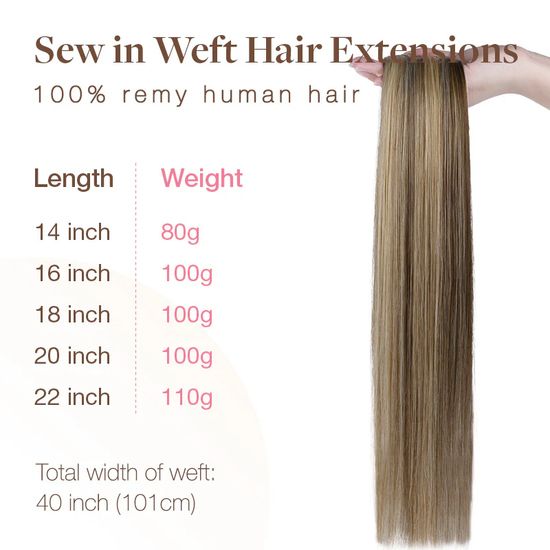 Golden Blonde Highlights (8B/60B) Sew-In Weft Hair Extensions (80g-120g) - Image 7