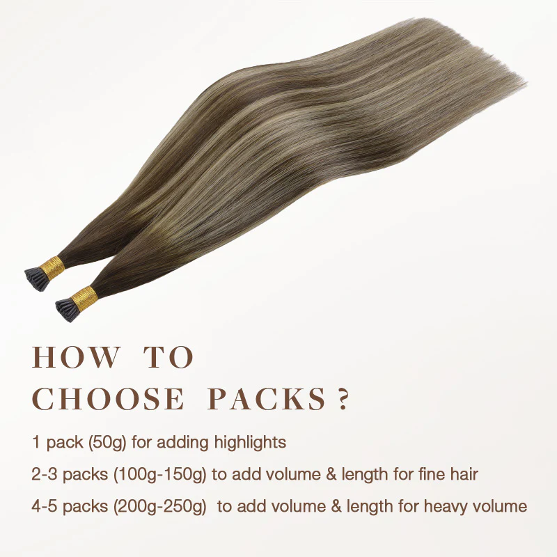 Honey Blonde Balayage (4/26/4) I-Tip Hair Extensions 50g - Image 4