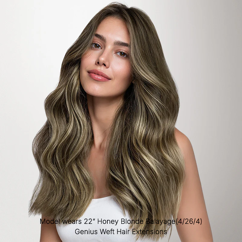 Honey Blonde Balayage (4/26/4) Thick Genius Tape Weft Hair Extensions 100-120g - Image 11
