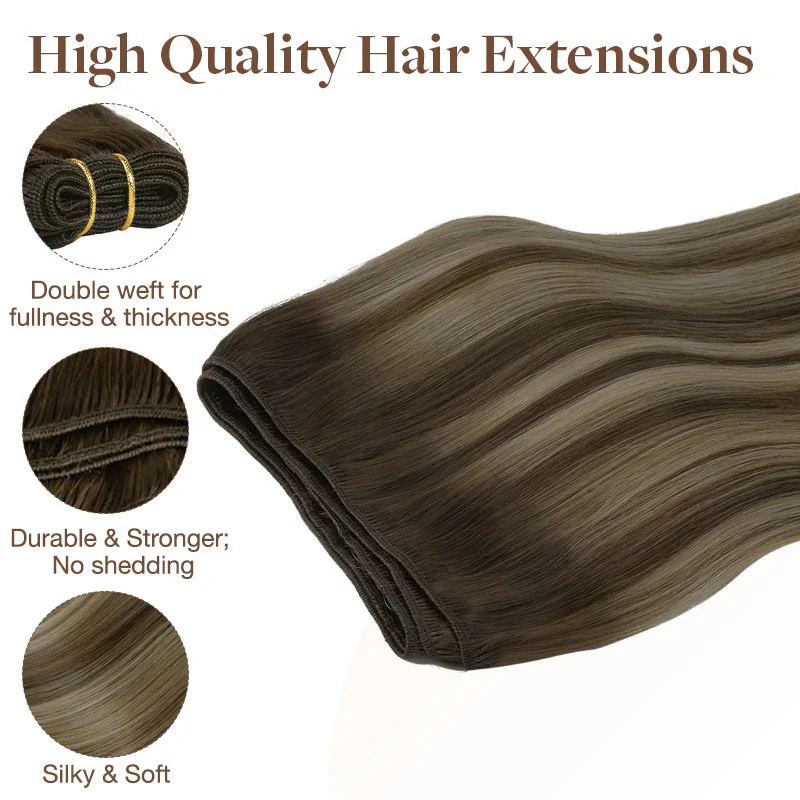 Honey Blonde Balayage (4/26/4) Sew-In Weft Hair Extensions (80g-120g) - Image 6