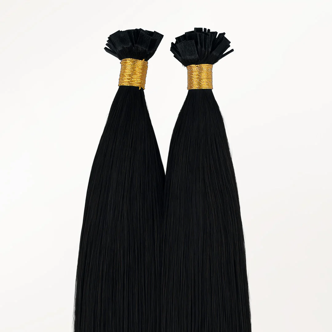 Jet Black (1) Flat Tip Hair Extensions 60g - Image 3