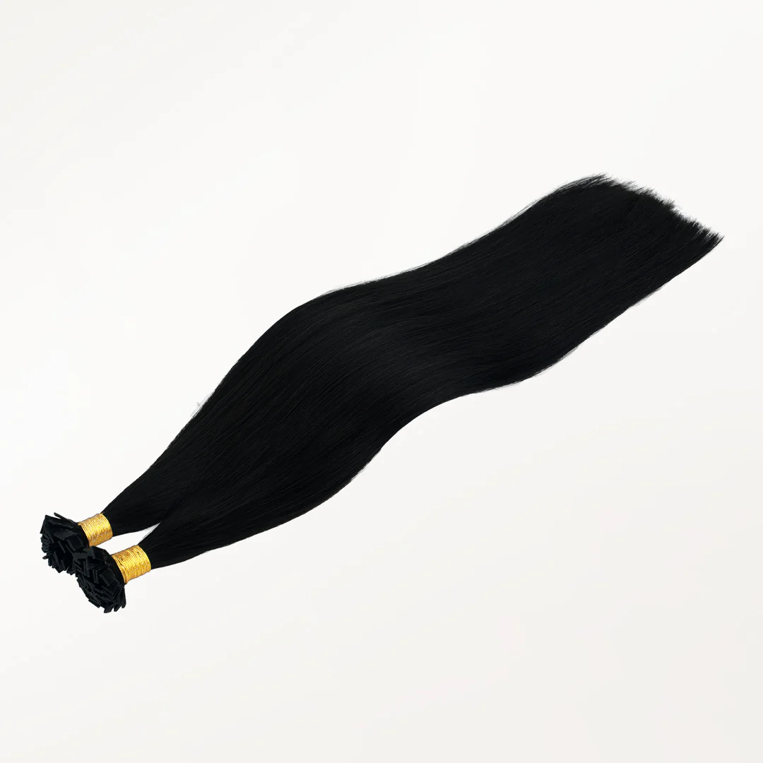 Jet Black (1) Flat Tip Hair Extensions 60g - Image 4