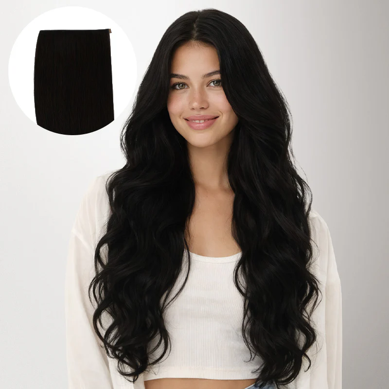 Jet Black (1) Genius Tape Weft Hair Extensions 60g - Image 14