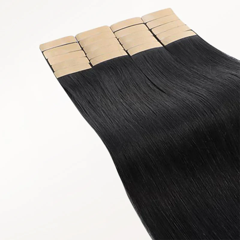 Jet Black (1) Silky Straight Tape In Hair Extensions 50g - Image 3