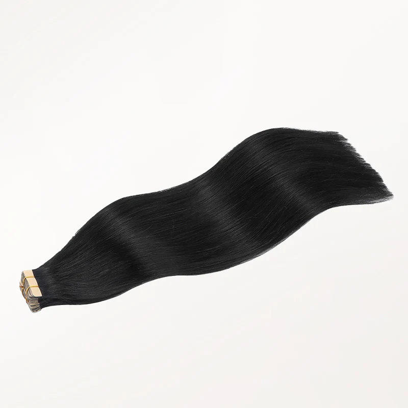 Jet Black (1) Silky Straight Tape In Hair Extensions 50g - Image 4