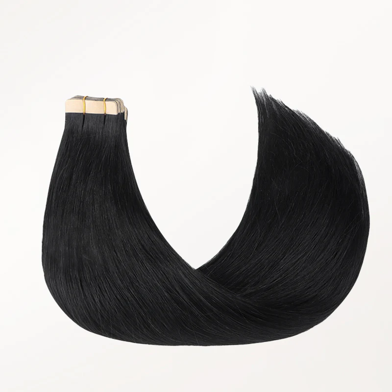 Jet Black (1) Silky Straight Tape In Hair Extensions 50g - Image 5