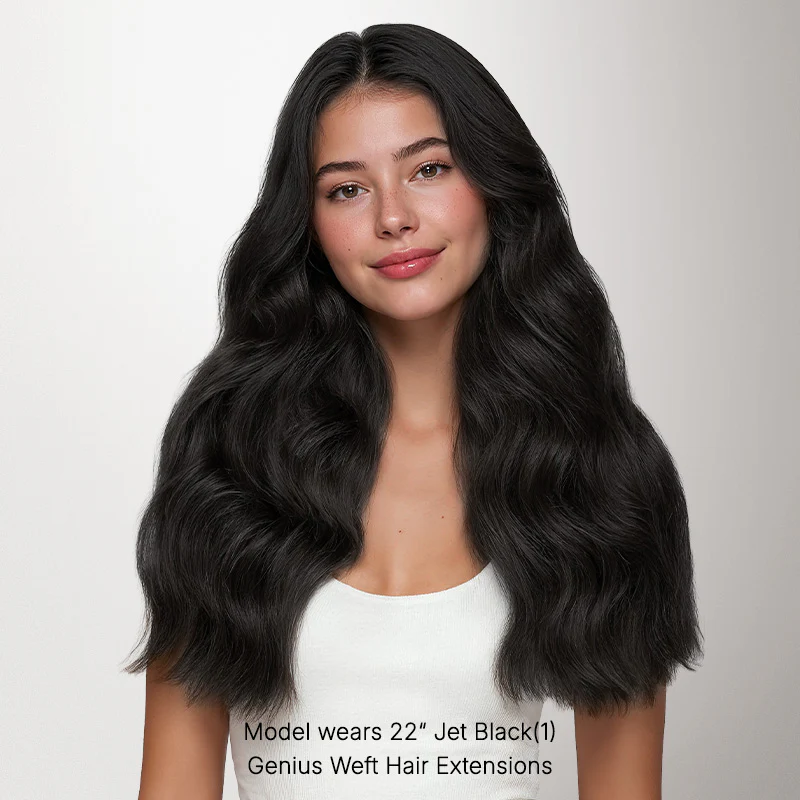 Jet Black (1) Thick Genius Tape Weft Hair Extensions 100-120g - Image 11