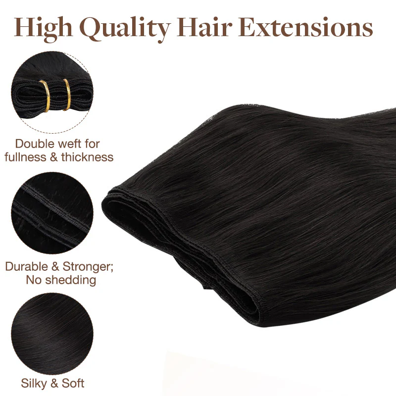 Jet Black (1) Sew-In Weft Hair Extensions (80g-120g) - Image 6