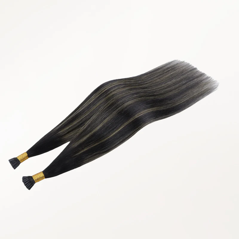 Black to Light Blonde Balayage (1B/19/1B) I-Tip Hair Extensions 50g - Image 6