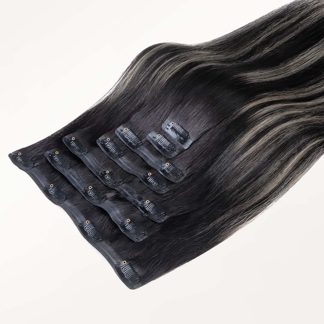 Black To Light Blonde Balayage (1B/19/1B) Seamless Clip-Ins (130g-160g) - Image 7