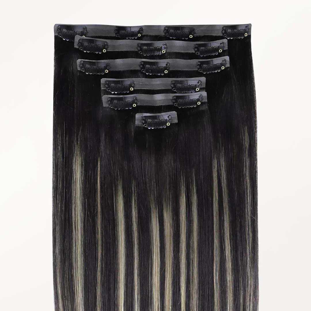 Black To Light Blonde Balayage (1B/19/1B) Seamless Clip-Ins (130g-160g) - Image 9