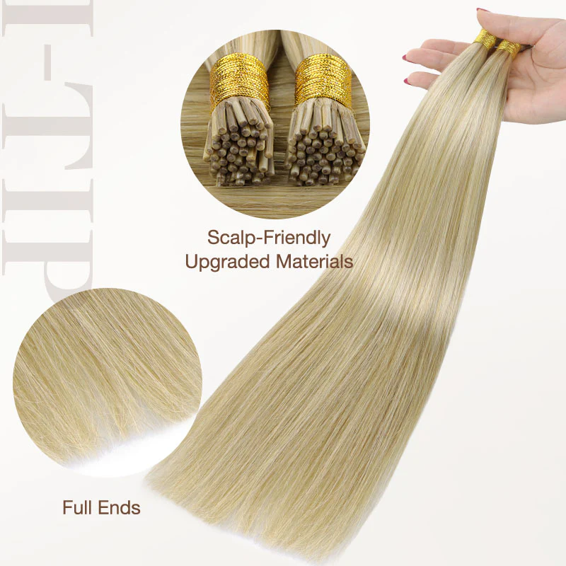 Light Blonde Highlights (16/22A) I-Tip Hair Extensions 50g - Image 5