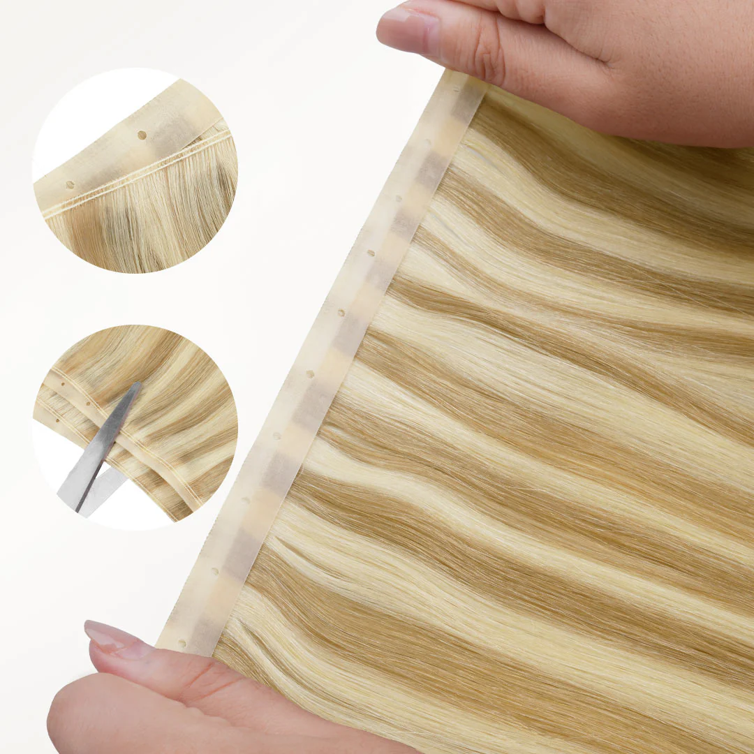 Light Blonde Highlights (16/22A) Butterfly Weft Hair Extensions (100g-160g) - Image 5