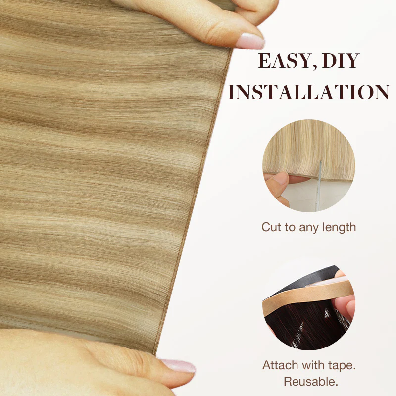 Light Blonde Highlights (16/22A) Genius Tape Weft Hair Extensions 60g - Image 4