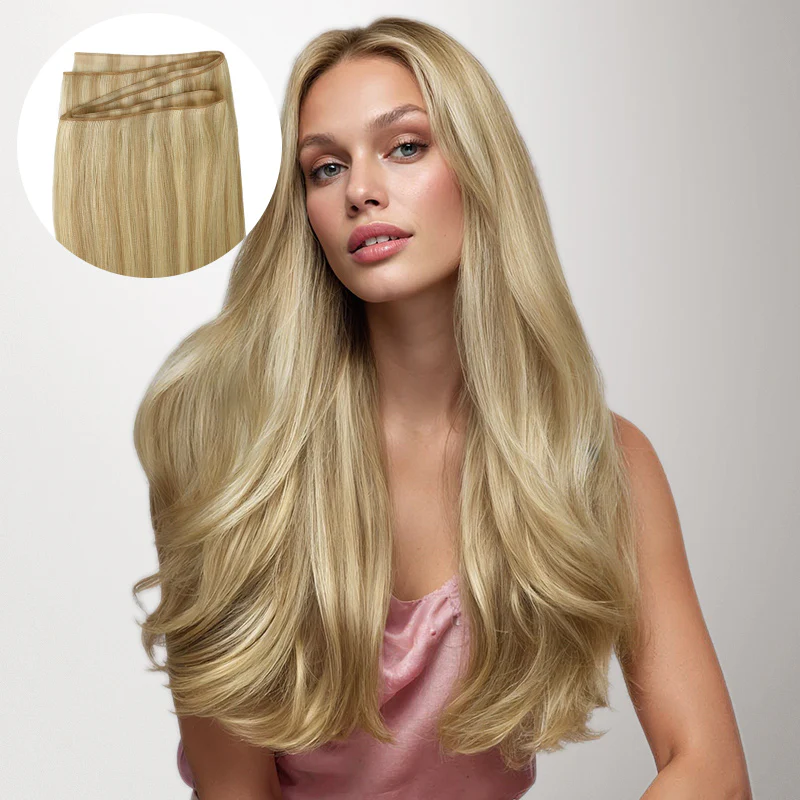 Light Blonde Highlights (16/22A) Thick Genius Tape Weft Hair Extensions 100-120g