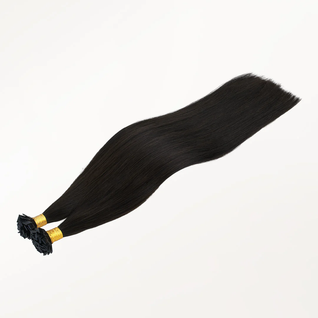 Natural Black (1B) Flat Tip Hair Extensions 60g - Image 4