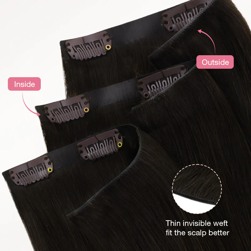 Natural Black (1B) Invisi Edge Seamless Clip-Ins (140g-160g) - Image 7