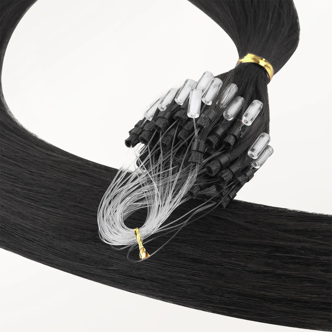 Natural Black (1B) Micro Link Tip Hair Extensions - Image 4