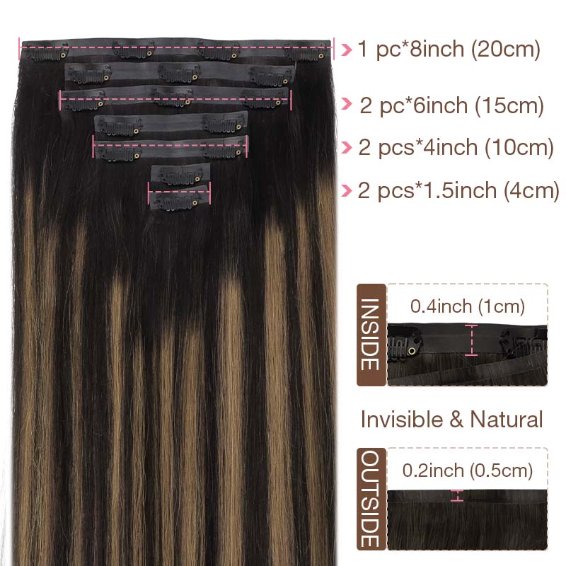Natural Black Balayage (1B/6/1B) Seamless Clip-Ins (130g) [Clearance] - Image 3