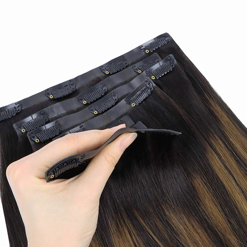 Natural Black Balayage (1B/6/1B) Seamless Clip-Ins (130g-160g) - Image 4