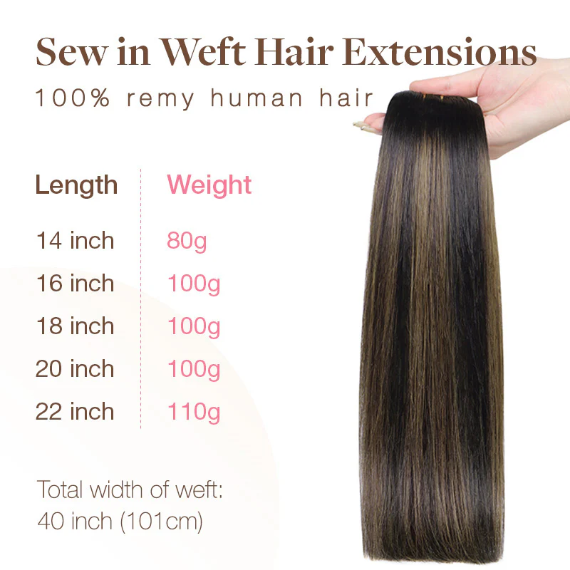 Natural Black Balayage (1B/6/1B) Sew-In Weft Hair Extensions (80g-120g) - Image 7