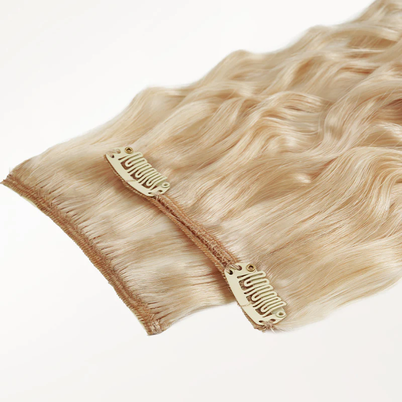 Platinum Blonde (22H) Elf Curly Clip-in Hair Extensions (120-150g) - Image 3