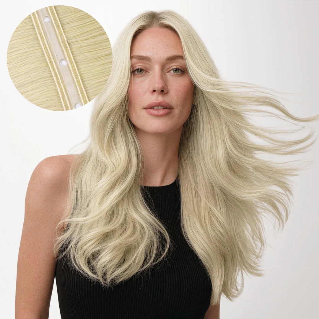 Platinum Blonde (60A) Butterfly Weft Hair Extensions (100g-160g) - Image 10