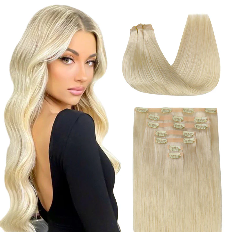 Platinum Blonde (60A) Seamless Clip-Ins 130g [Clearance] - Image 3