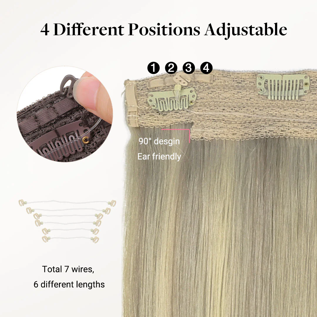 Platinum Blonde Balayage (17/22/60) Pro & Wire Hair Extension (70g-140g) - Image 3