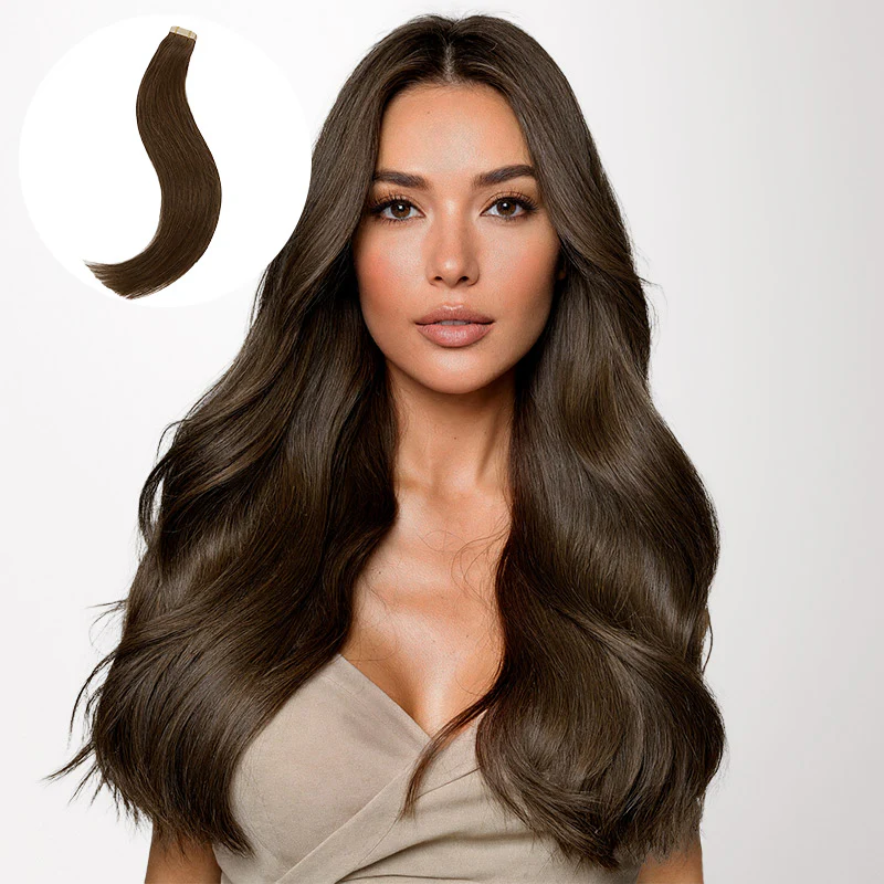 Tape-Ins Hair Extensions Brown Tones - Image 16