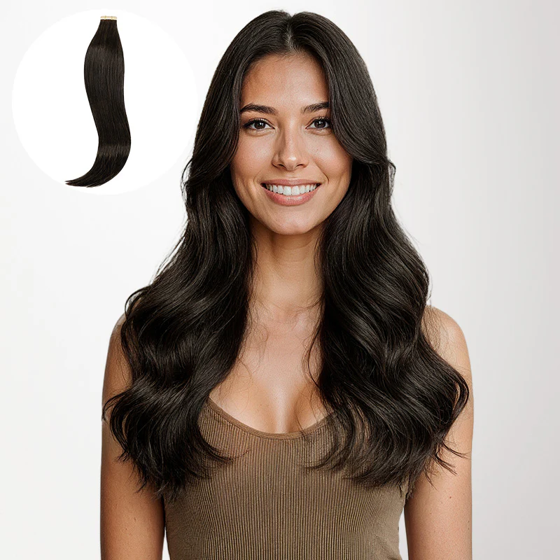 Tape-Ins Hair Extensions Brown Tones - Image 4
